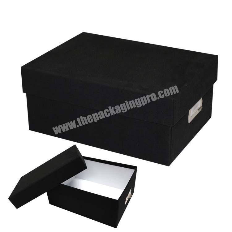 Black Rigid Cardboard Portable Office File Folder Storage Box Document File Case with Printing