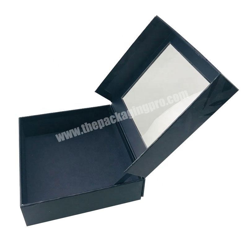 black rigid hinged transparent top  fragrance collection box with spot glossy UV