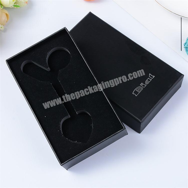 black rigid paper packaging gift box with foam insert