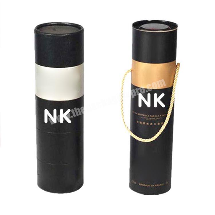 Black silver stamping recyclable tall paper wine tubes for wine bottle tube packing