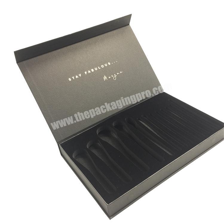 Black texture paper box make up brush packaging customized