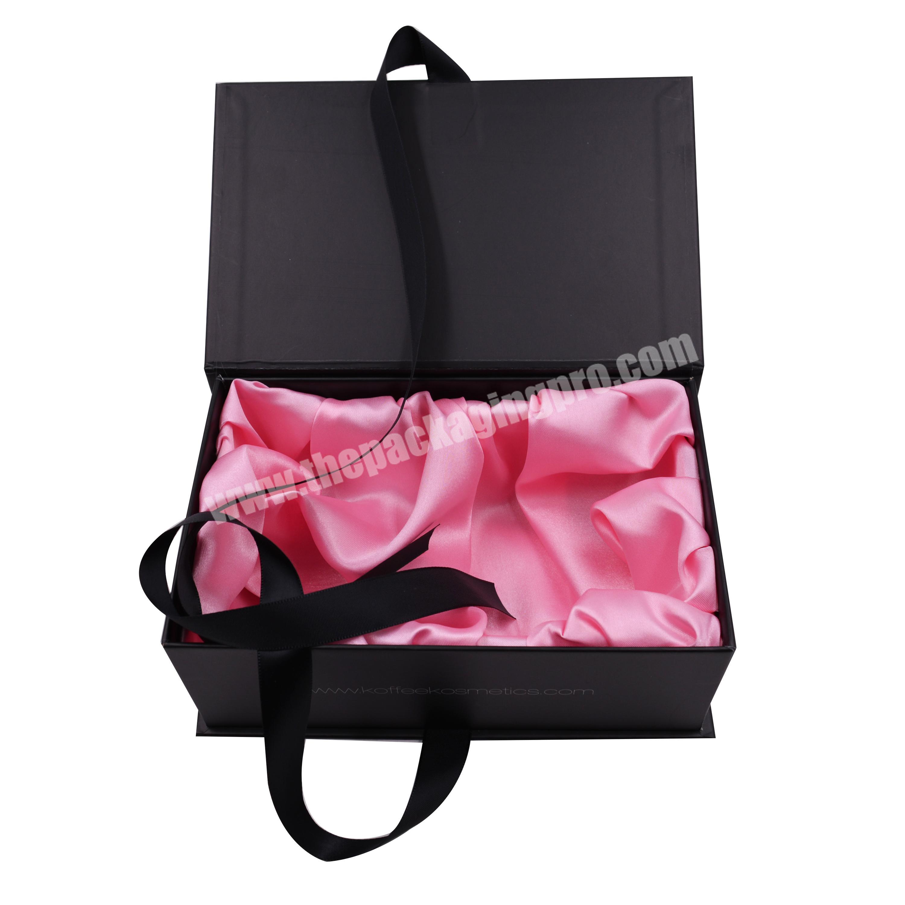 Black Wholesale Custom Logo Premium Luxury Cardboard Paper Gift Wig Hair Extension Magnetic Packaging Box for shoe gift box