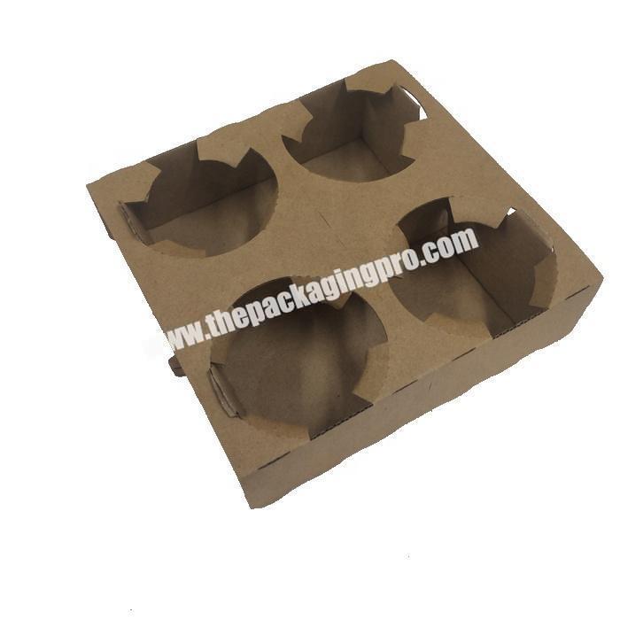 Blank corrugated paper trays coffee cup carry tray packed in packaging box