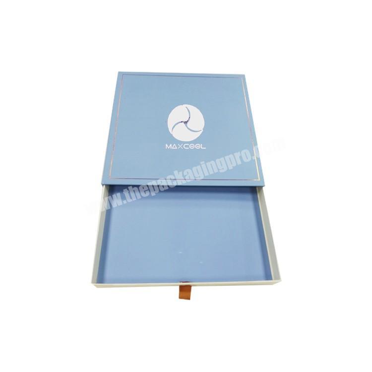 Blue Color Printing Gift Packaging Carton Drawer Paper Box,Folding Sliding Drawer Box Packaging