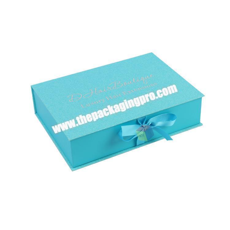 blue glitter packaging display boxes for hair extensions