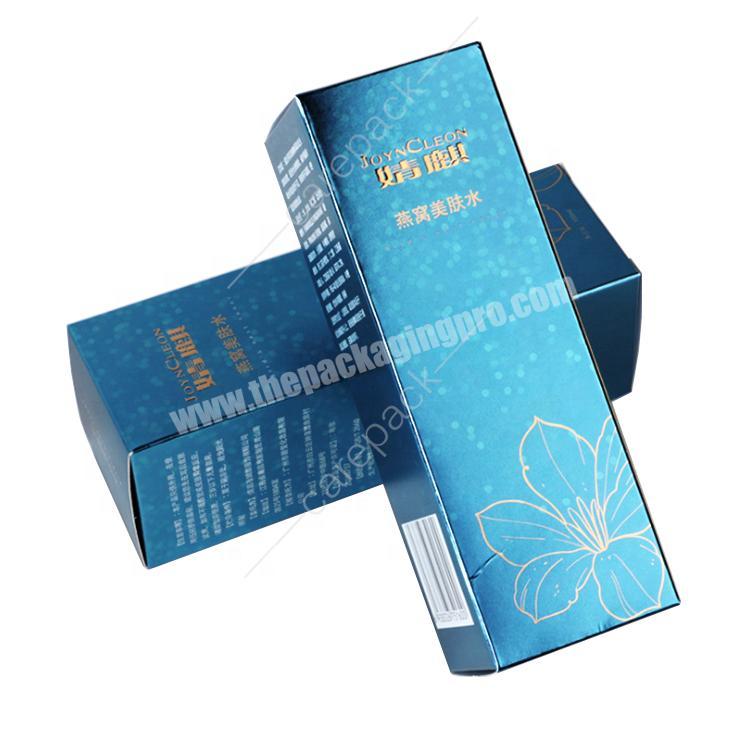 Blue Shiny Hot Stamping Gold Foil Brochas De Maquillaje Paper Box Skin Care Cosmetic Packaging Make Up box Case