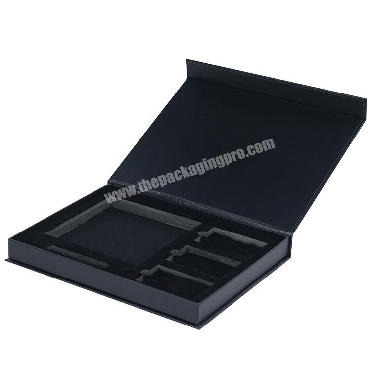 book shape heath care product black magnetic paper rigid flip top box for wholesale