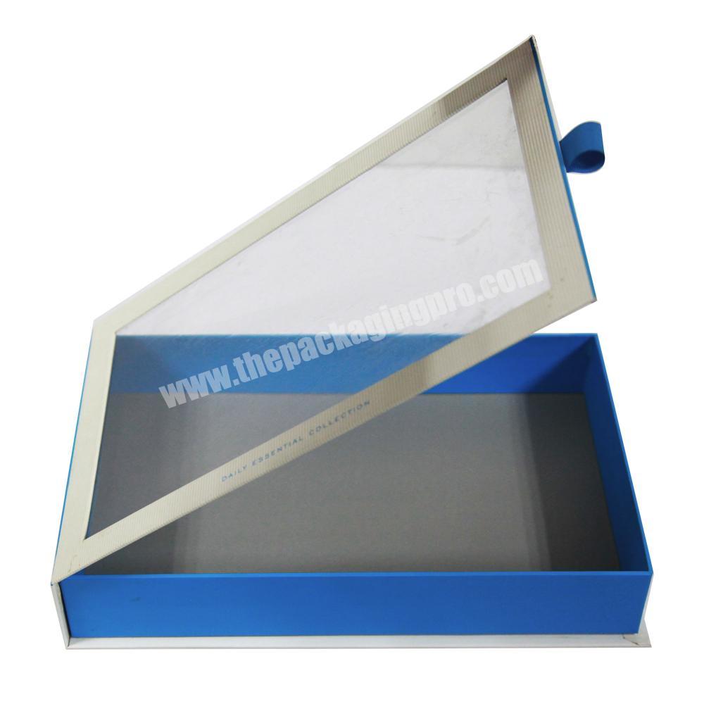 Book Shape  Rigid Cardboard Packaging Magnetic Closure Clear PVC Gift Box With Window