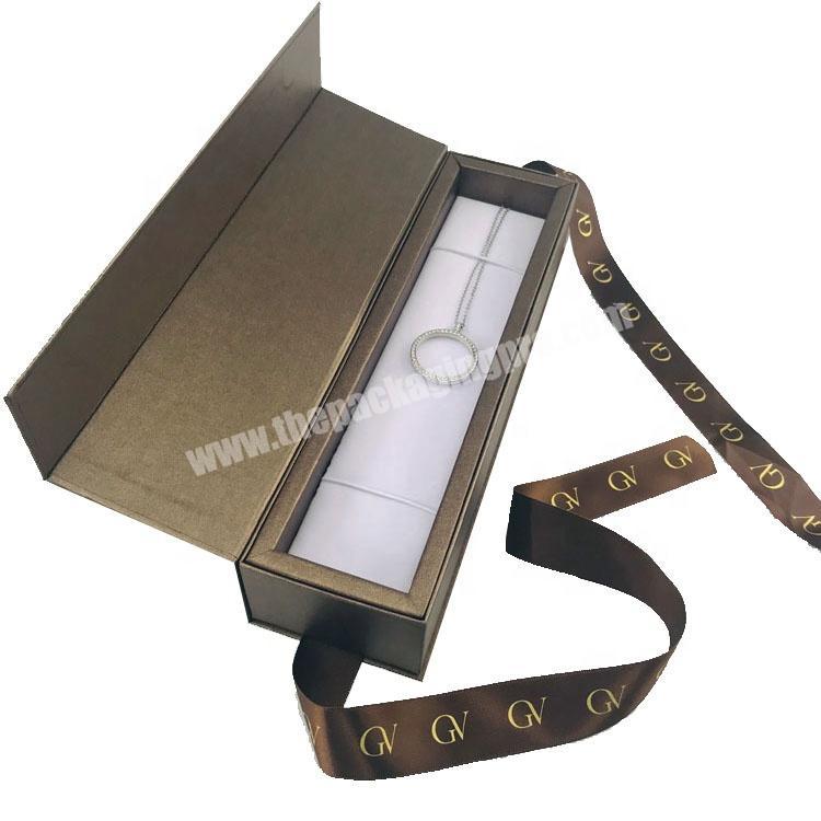 book shape  shiny UV pattern magnetic cover paper gift box for jewelry necklace with ribbon decoration and lint inlay