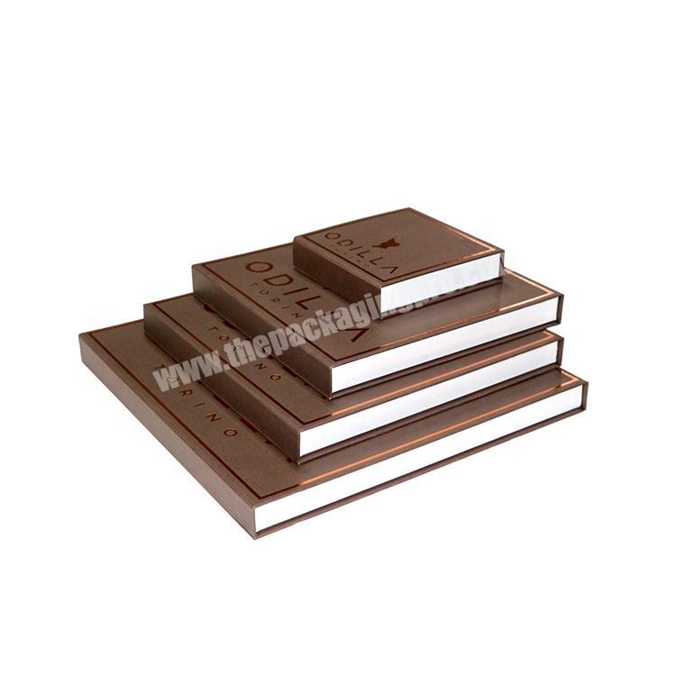 bookshaped brown color paper cardboard chocolate packaging box
