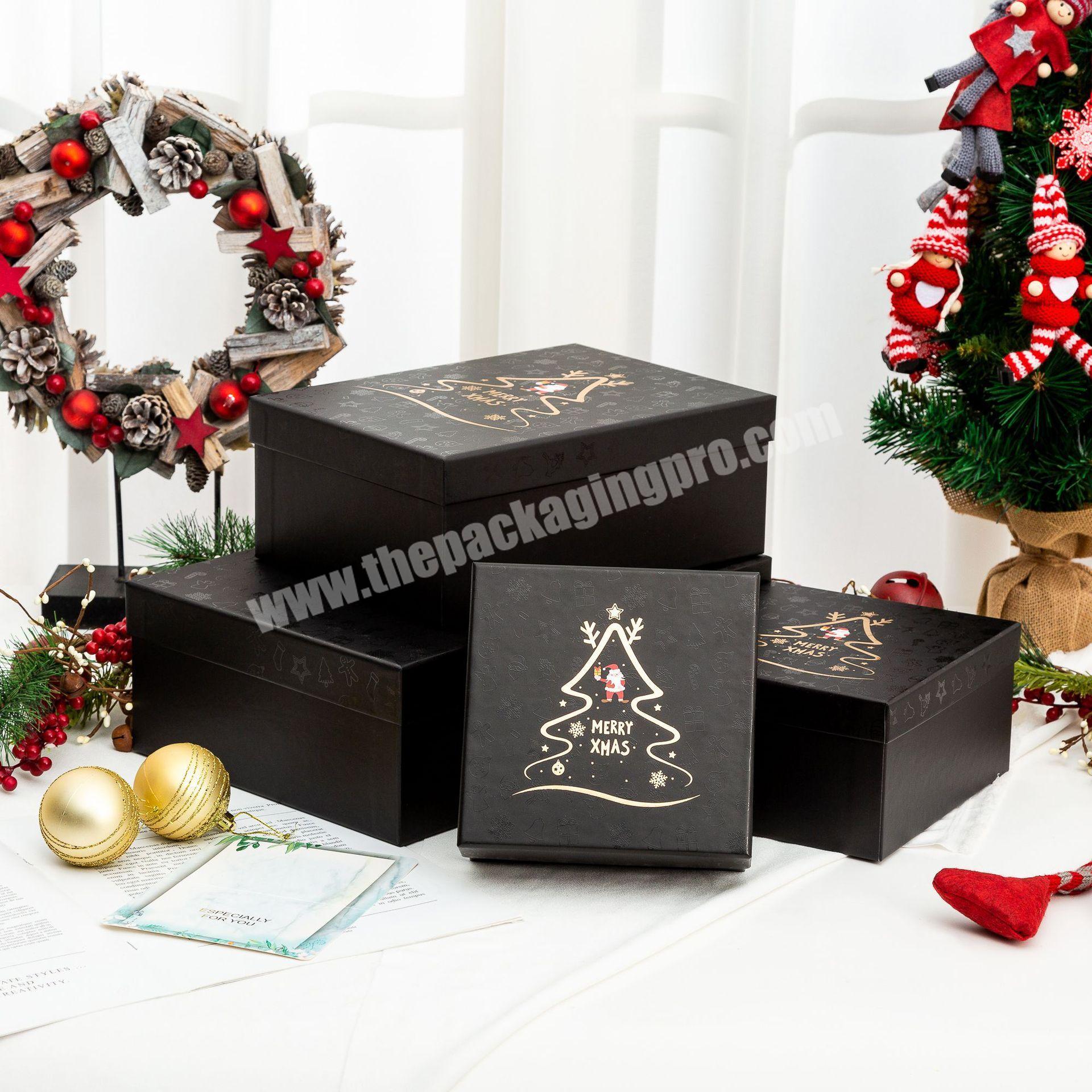 Box Black Gift Box Gold Foil Merry Christmas Packaging
