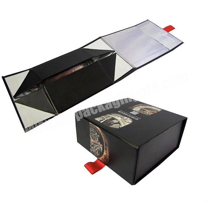 Brand new foldable magnetic paper box flip top boxes with closure flap open gift