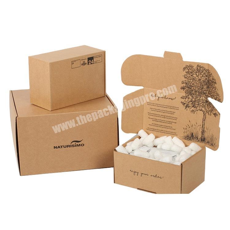 Brown corrugated mailer shipping boxes with custom logo print