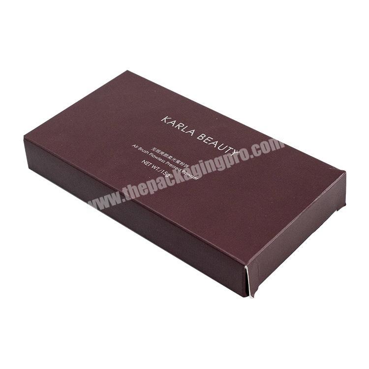Brown customized fancy tuck end folding powder puff packaging square brown beauty cosmetic packaging box
