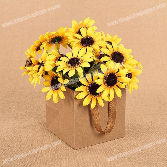 brown kraft paper bag fruit and flower packing bag with wide bottom