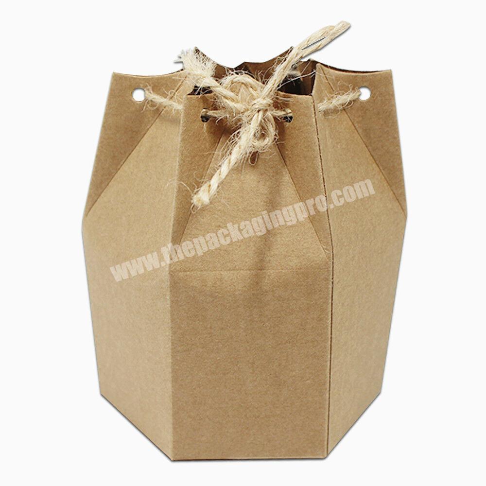 Brown Kraft Paper Hexagonal Box for Wedding Favor Party Gift Packaging Boxes
