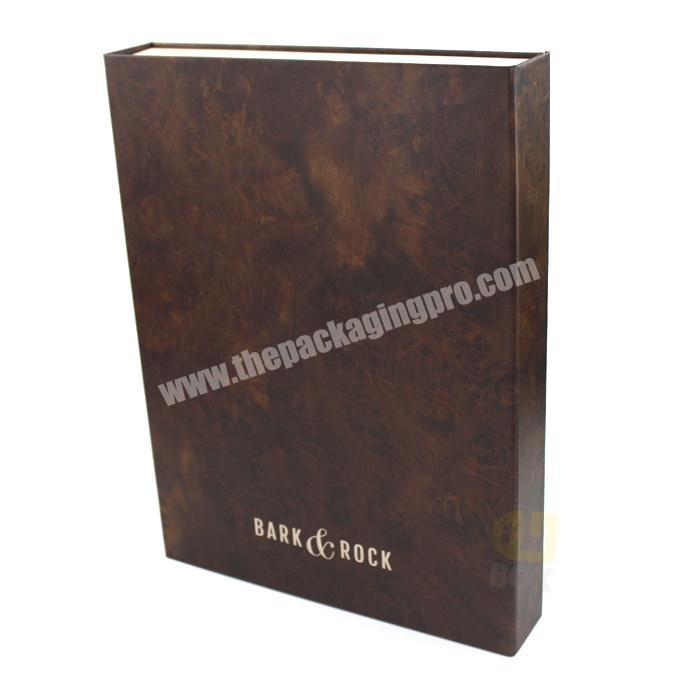 Brown Magnetic Paper Gift Packing Custom Rigid Gift Box In  Book Shape With Customized Logo