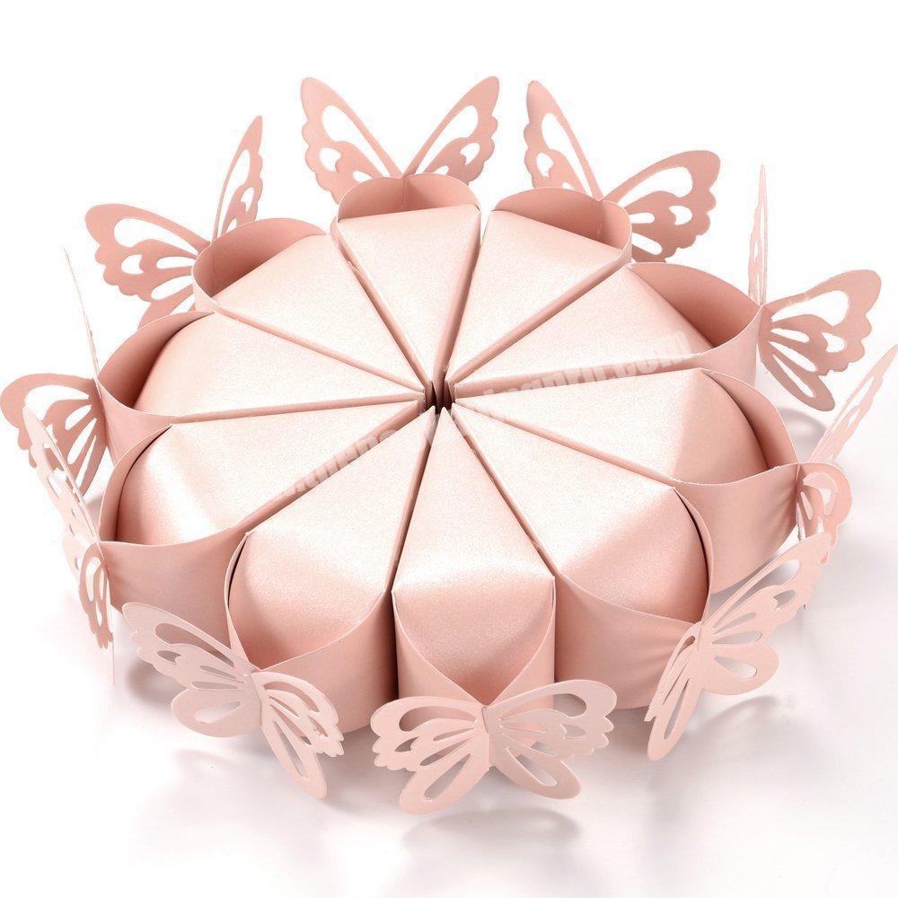 Butterfly Gold pink  Favor Chocolate Style Gift Candy pie slice Boxes  for Wedding invitation