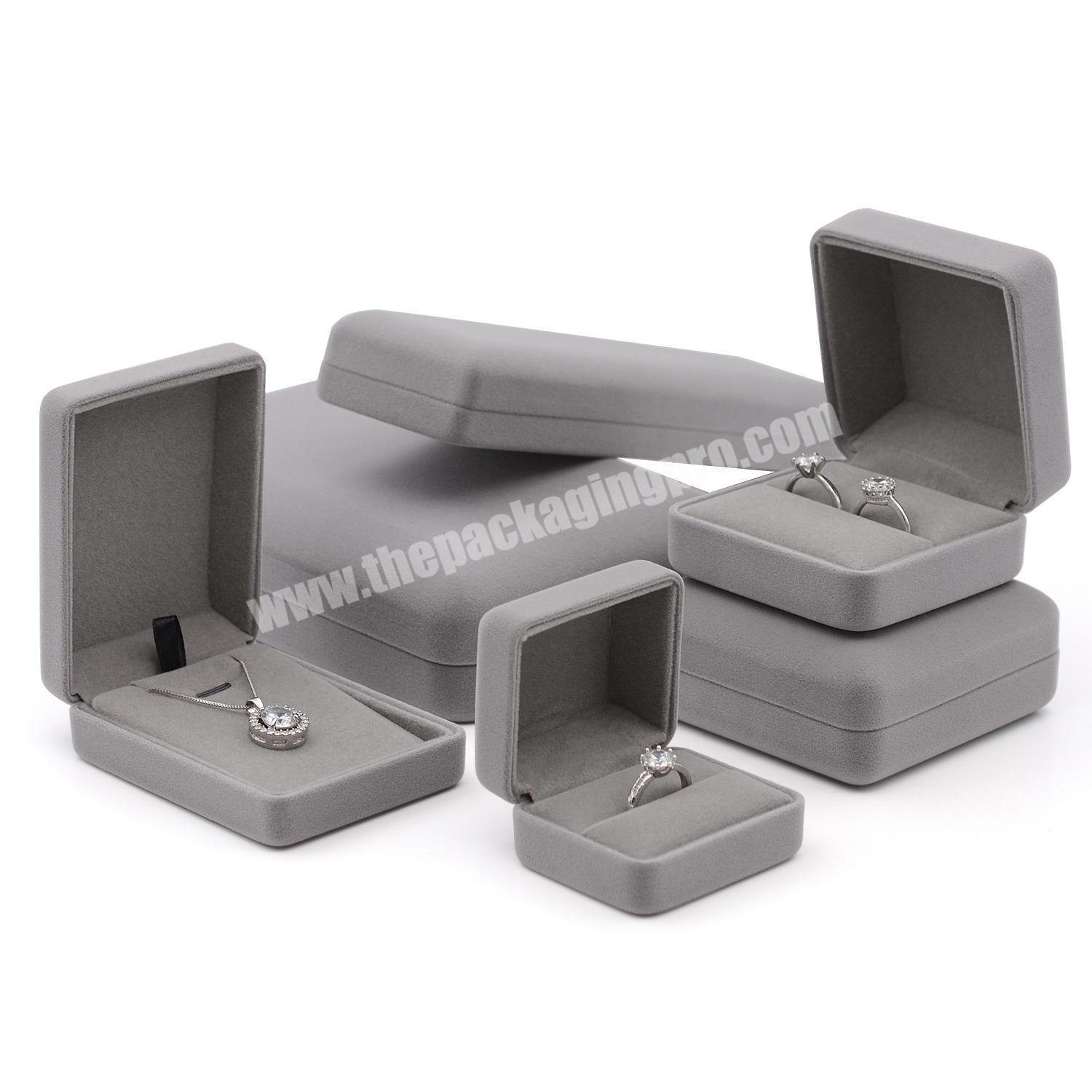Can support OEM service factory custom logo velvet gray single ring jewelry box