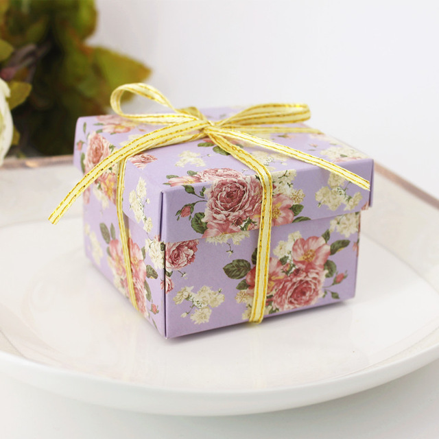 candy box bag chocolate paper gift box flower green purple for Birthday Wedding Party Decoration craft DIY favor baby shower Wh