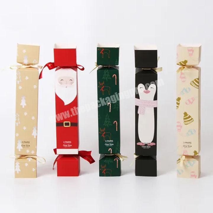Candy Shape Christmas Gift Printing Paper Packaging for Socks