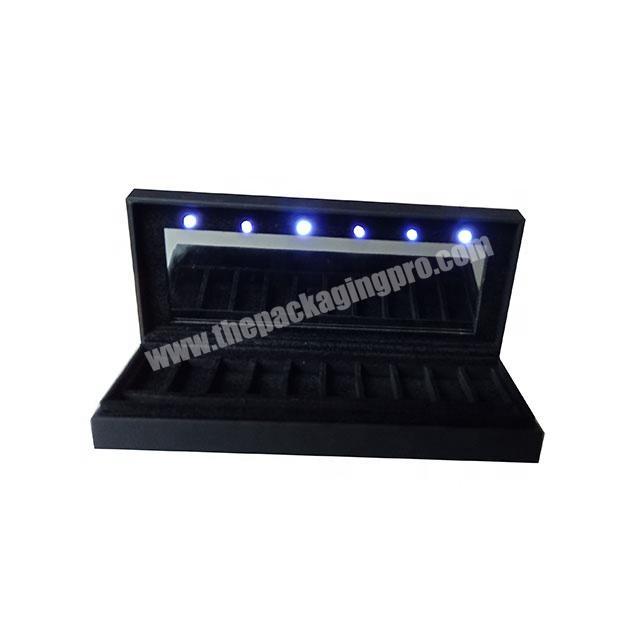 cardboard black cosmetic gift eyeshadow display box with mirror glass led lights