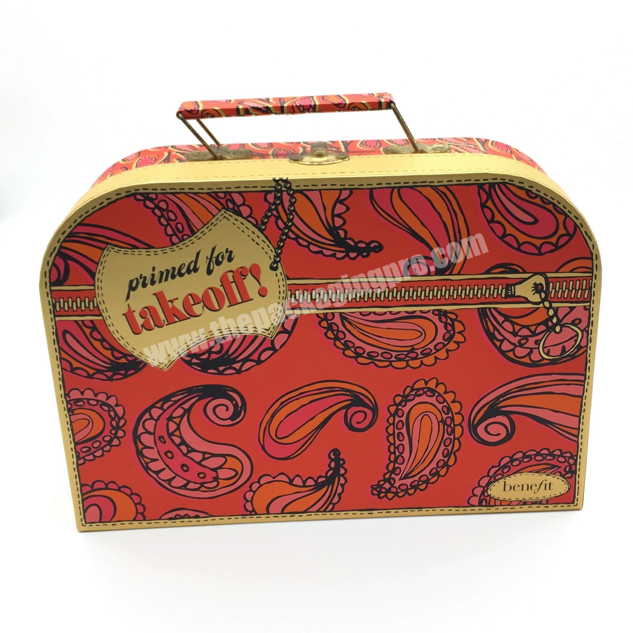 Cardboard custom cosmetic packaging suitcase gift box