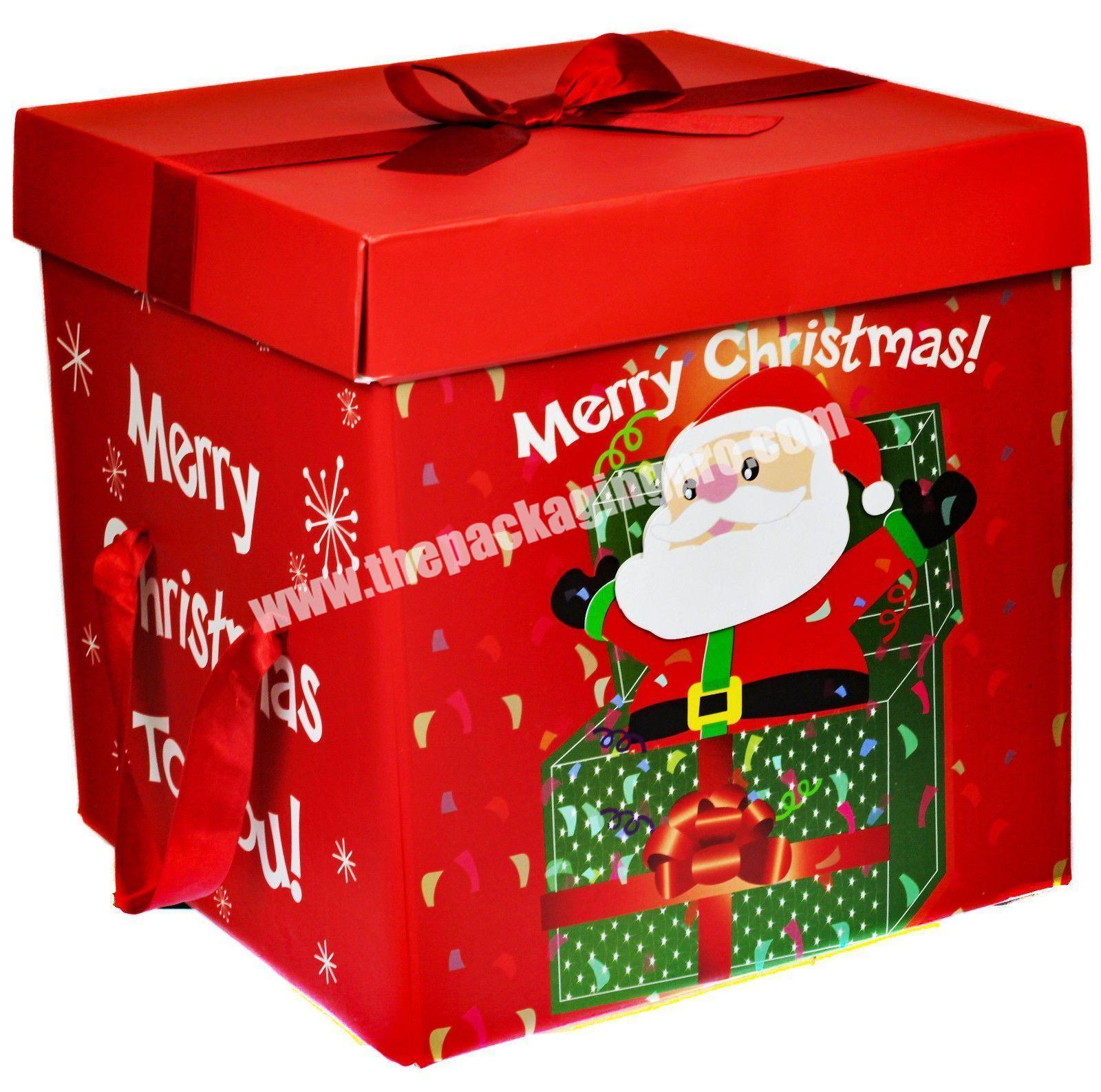cardboard decorative gift boxes  with handle for christmas present