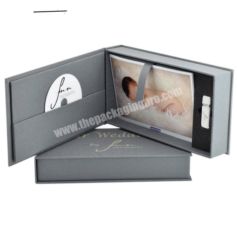 Cardboard Flap Top Magnetic Closure Custom Photography  USB Gift Packaging Boxes