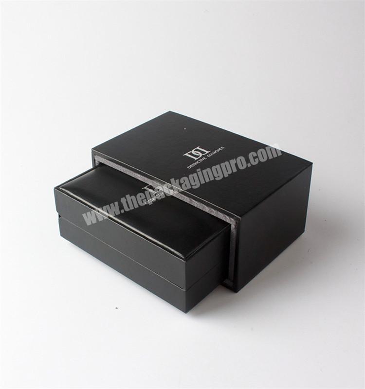 Cardboard matte black box\ jewelry box with drawer\ slide open box