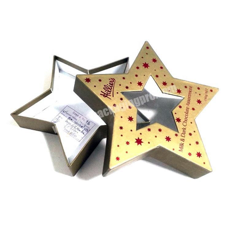 Cardboard Paper Packaging Star Shaped Candy Cookie Flower Chocolate Gift Box With Lid