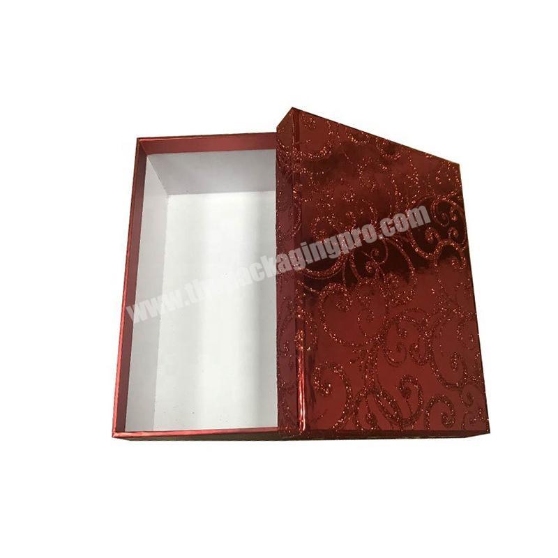 cardboard red foil paper glittlering lift off two pieces shoes packing boxes with matt lamination