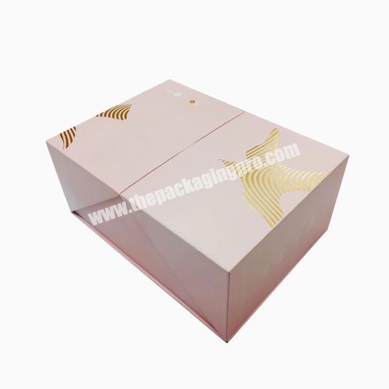 Cardboard Ribbon Fold Magnetic Cosmetic Folding Gift Packaging Paper Box Up With Clear Lid