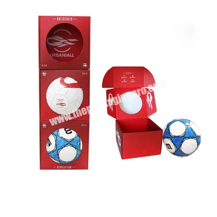 Care Pack Custom Printed Corrugated Sport Football Soccer Basketball Ball Box With Plastic Window