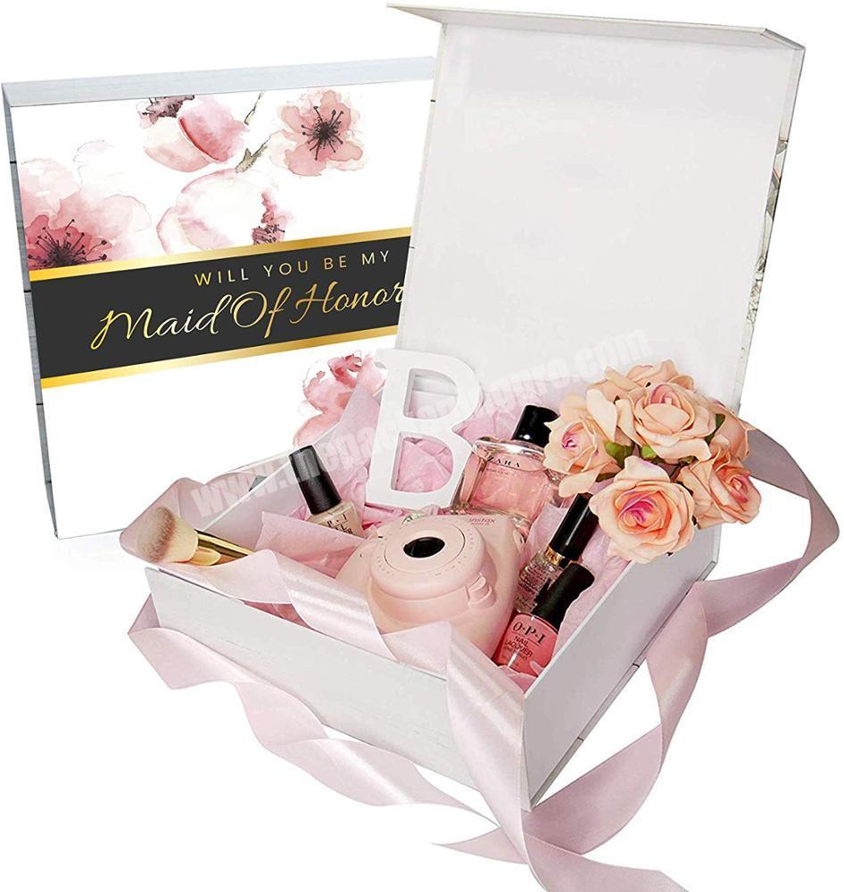 CarePack Luxury rose gold gifting bridesmaids proposal pastry wedding box Personalize Gift box of Honor Gift Keepsake Box