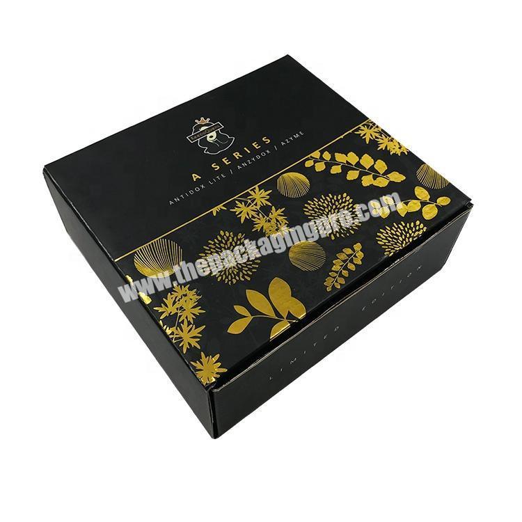 CarePack Quality Custom Wig Packaging Printed Luxury Gold Stamping Black Hair Extension Packaging