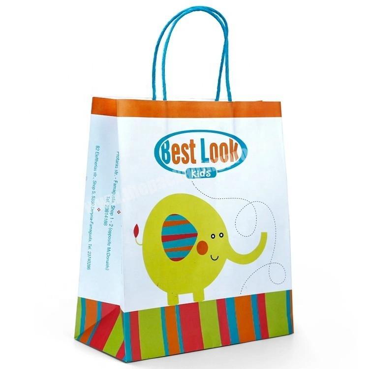 Cartoon Logo Printed Fashion Style Kraft Paper Gift Bag For Sale