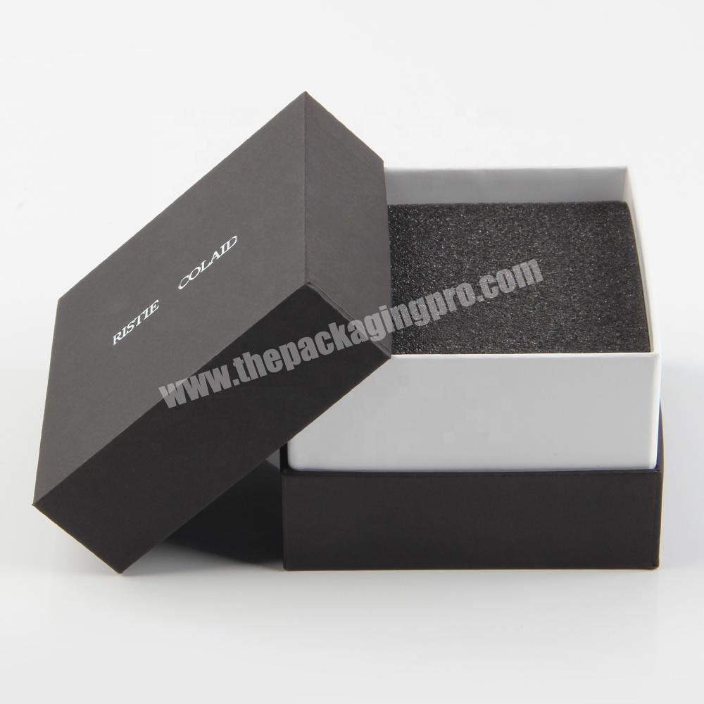 cheap black paper ring carton sponge watch gift box with lid