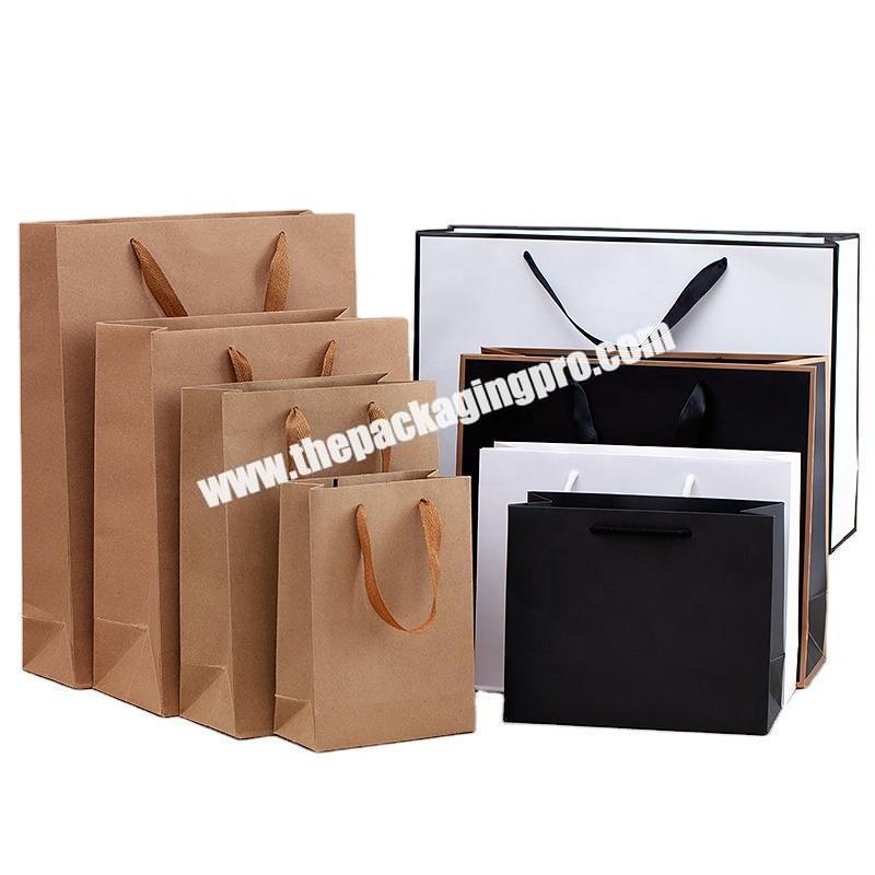 Cheap Custom Printing Eco Friendly White Card Brown Black Kraft Bags Recyclable Handled Large Small Strong Paper Shopping Bag