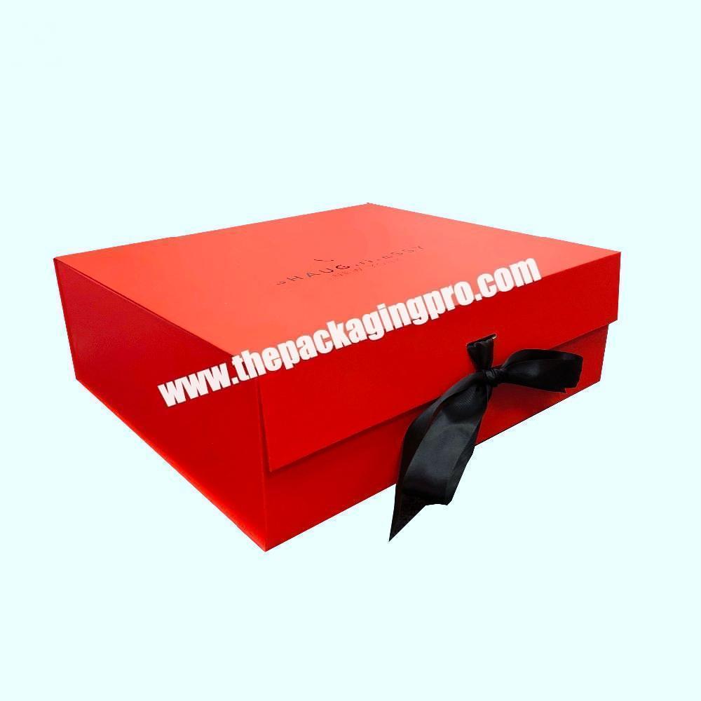 Cheap Custom Private Label Silver Blocking Drop Front Shoes Carton Magnet Boxes for Clothes with Stylish Ribbon