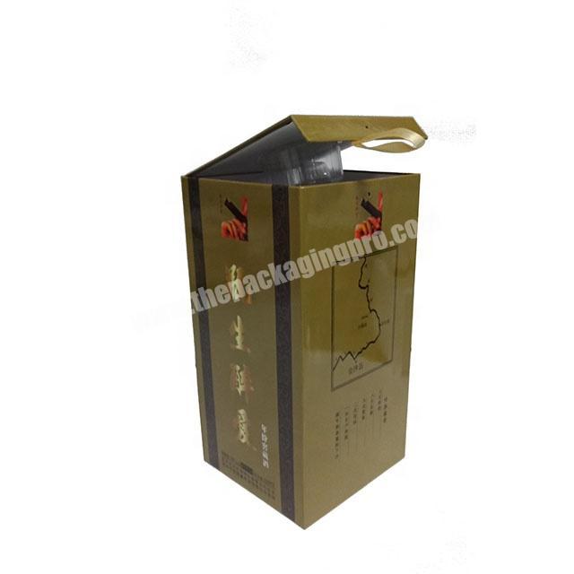 cheap customized logo glossy flip top paper printing gold wine folding cardboard box with magnetic closure and blister