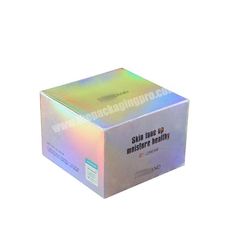 cheap empty holographic paper skincare packaging box
