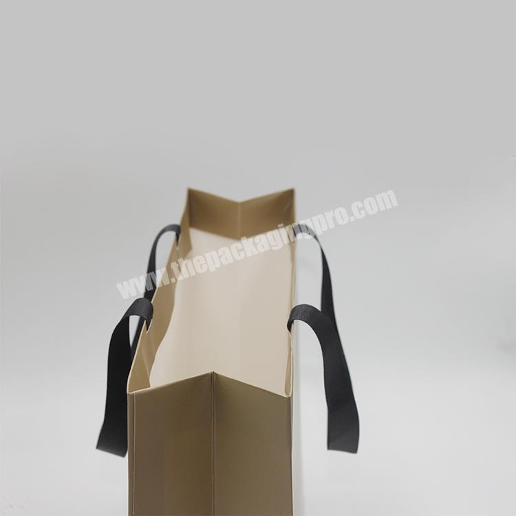 Cheap fancy custom logo printing hair extension gray paper packaging gift bag