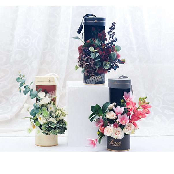 Cheap festival categories of flower box,flower packaging box with ribbon handle