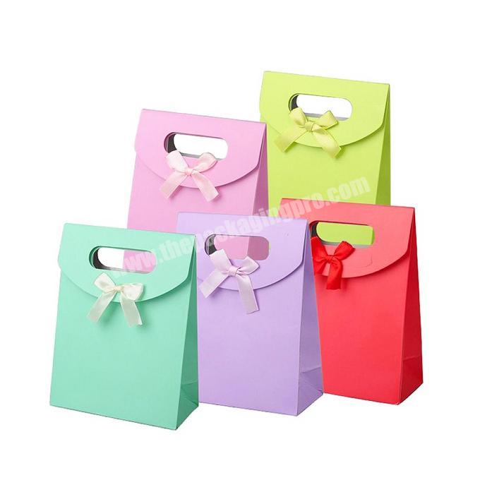 Cheap Paper Gift Bags with Ribbon Bowknot for Wedding Packaging paper bags with your own logo