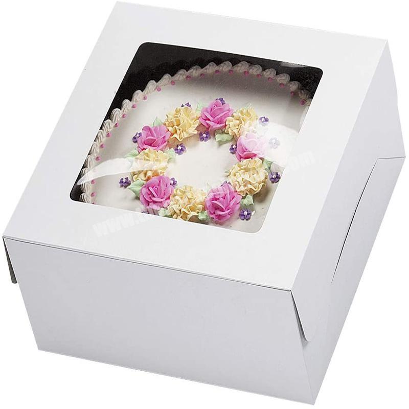cheap price custom recycle kraft paper cake box for bakery cake cupcake packaging with plastic clear windows