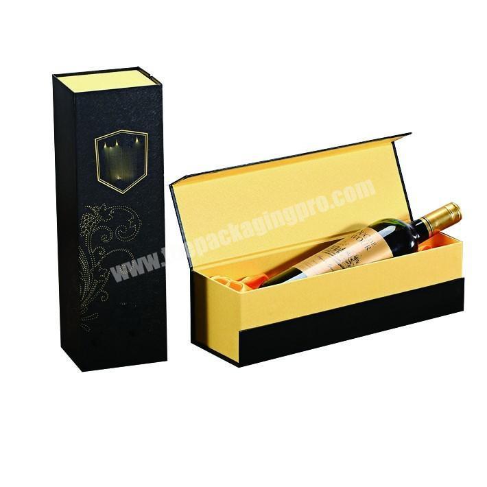 Cheap price  premium gift box wine packaging for 750ml champagne bottle and cups black