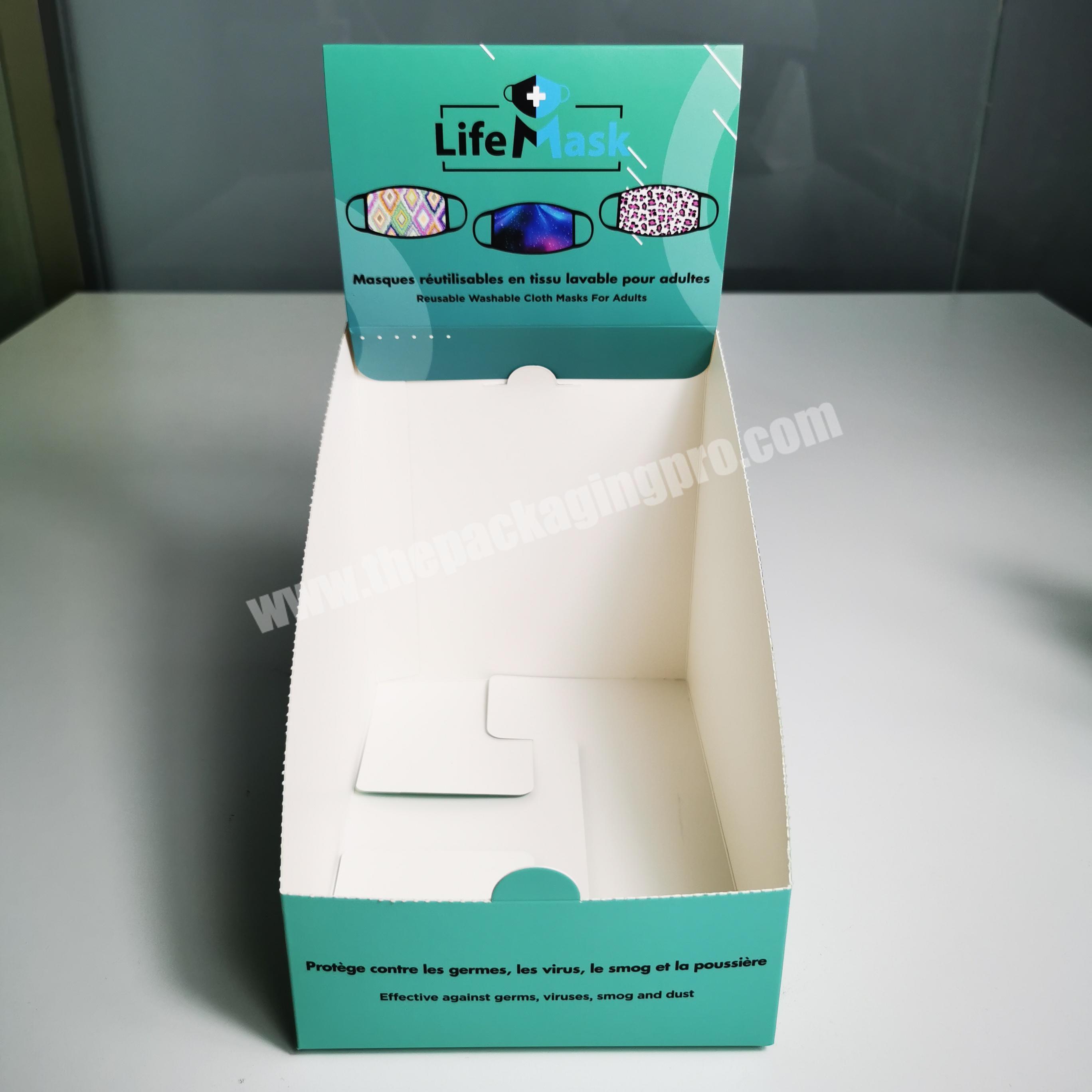 Cheap price recycle display box foldable paper mask box with tear off lid