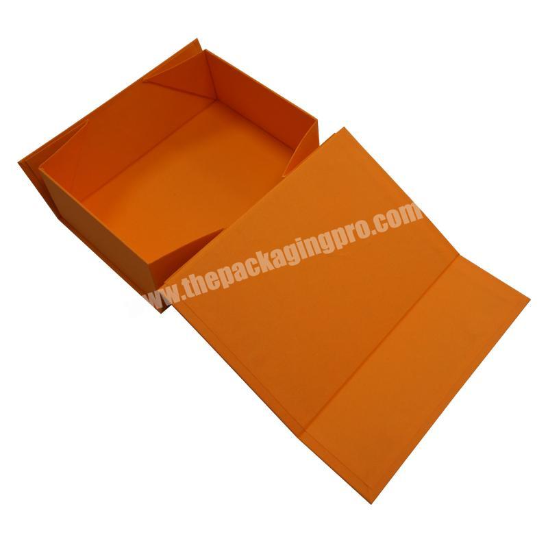 Cheap price Square Collapsible Rigid Orange Flap Cardboard Paper Folding Magnetic Closure Gift Box