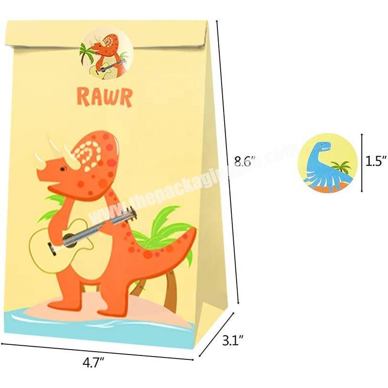 Cheap price supplier custom luxury dinosaur pattern print gift bags kraft paper